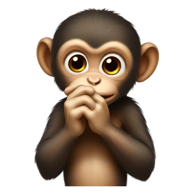 Cute baby monkey with hands over mouth sticker