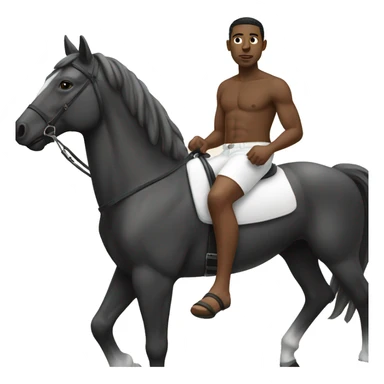 black man on a horse backwards with no shirt and white beach pants sticker