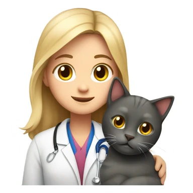 cat cuddles veterinarian girl sticker