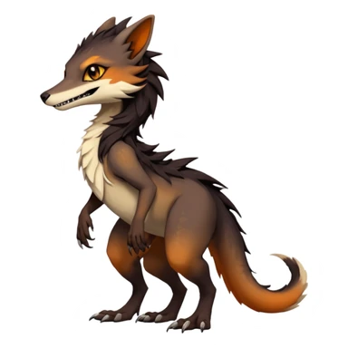 Brown and beige badass elegant wild beautiful natural cute badass epic exotic anthro modern furry 2-legged sergal-vernid-creature, full body, dark-brown-black-gradient pretty hair, with a long tufted tail, beautiful hazel-orange eyes, aesthetic, art by LiLaiRa, art by art by Falvie sticker