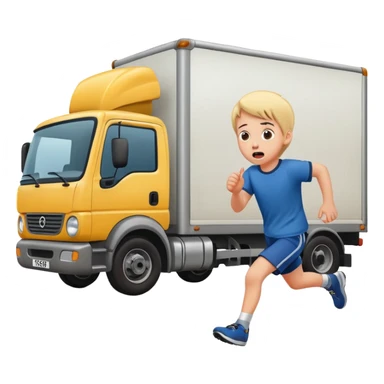 children running away from lorry sticker