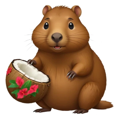 capybara with coconut shell  sticker