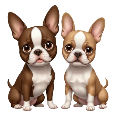Skinny brown Boston terrier and pure white colored French bulldog sticker