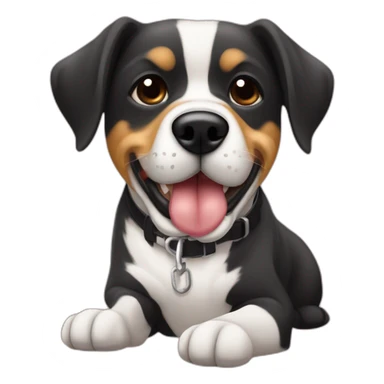 Um cachorro com osso na boca como saruto e cara de mafioso com expressão de intrigado sticker