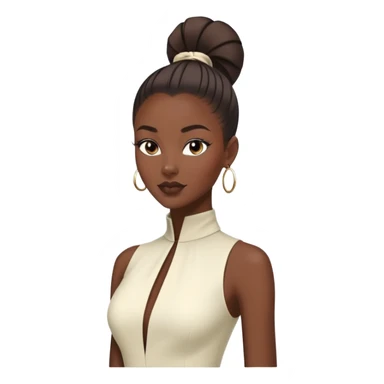 Stylish African fashion model with sleek high ponytail, elegant pose, fashionable outfit sticker