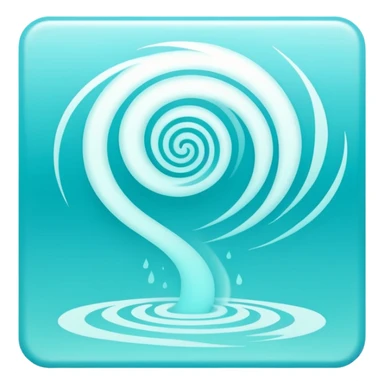 a Tiny compressed Stylized light-turquoise wind tornado symbol inside a pastel gradient white square icon, light turquoise borders sticker