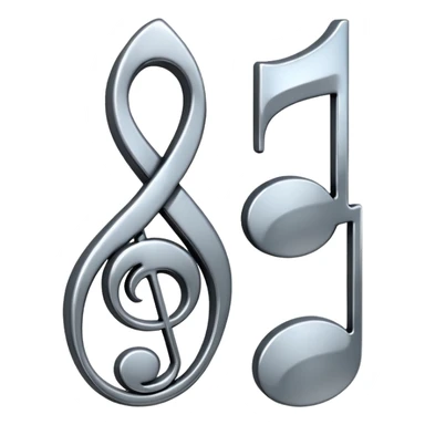 music note with a chromic metal texture, no gold sticker