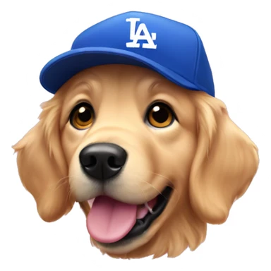 Golden retriever wearing pink dodgers hat sticker
