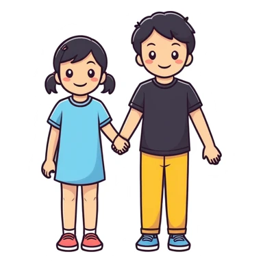 smiling girl with boy indoors sticker