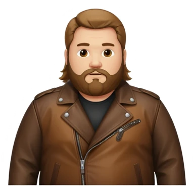 Long hair fat men with beard in leather jacket sticker