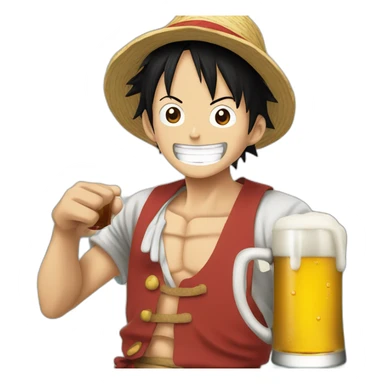 Luffy en train de boire une bière sticker
