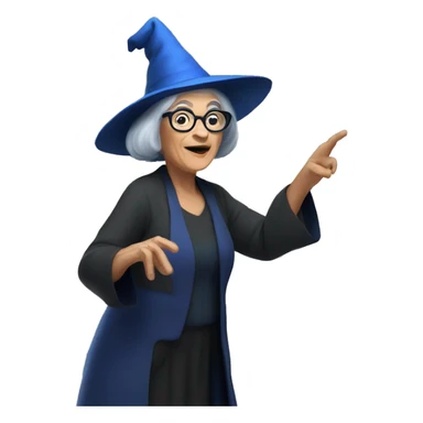 smart granny witch with glasses and blue hat directing orchestra sticker