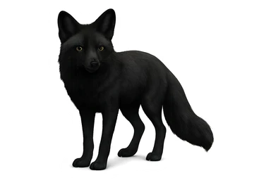 digital illustration of a black fox, no background sticker