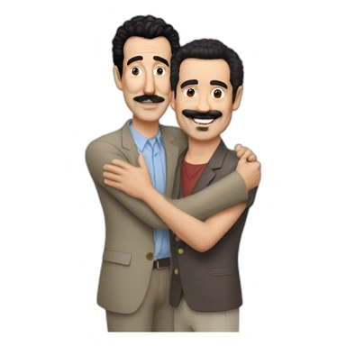borat hugs asian man sticker
