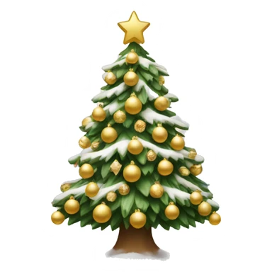 christmas tree with snow and white and gold decorations  sticker