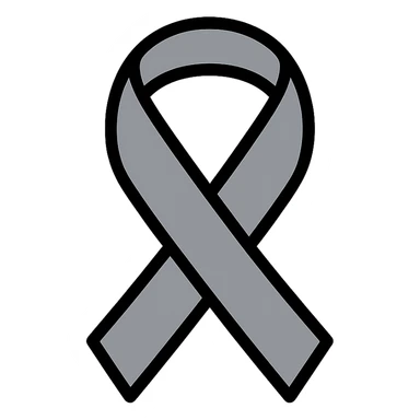 gray brain cancer awareness ribbon, simple, clean, suitable for icon or emoji sticker