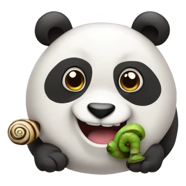 A Panda with a snail cuddeling sticker