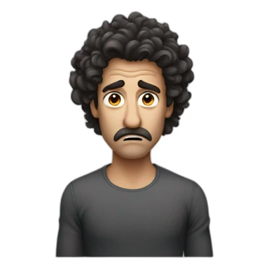 Man with big nose and dark long curly hair looking angry sticker