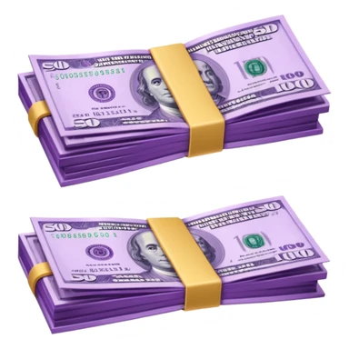 billetes en 3d morados en png sticker