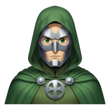 Doctor Doom villain with green cloak and metal mask sticker