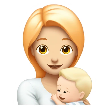 White orange haired mom holding white blonde baby boy sticker