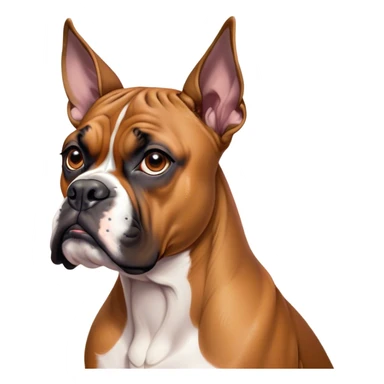 Cinematic Meme-Worthy Grumpy Fawn Boxer Dog Portrait Emoji, Head held high but eyes filled with dramatic disappointment, smooth fawn fur with a furrowed brow forming an unmistakable scowl, floppy ears slightly angled back in disapproval, piercing brown eyes glaring with pure exasperation, Simplified yet hilariously over-exaggerated features, highly detailed, glowing with an aura of supreme annoyance, high shine, exhausted yet judgmental, stylized with an almost regal pettiness, bright but brooding, soft glowing outline, capturing the essence of a guardian that has seen it all and is thoroughly unimpressed, so meme-worthy it feels like it could instantly become the next viral sensation of grumpiness! sticker