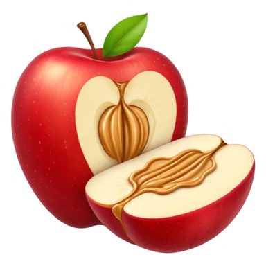 sliced apple with peanutbutter sticker