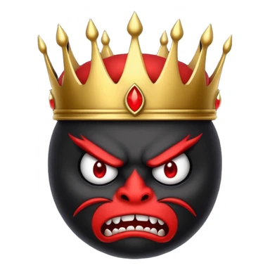 the black crown has a red angry face with the devils tail sticker
