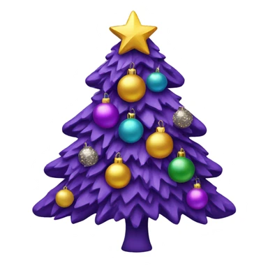 Purple Christmas tree with decorations sticker