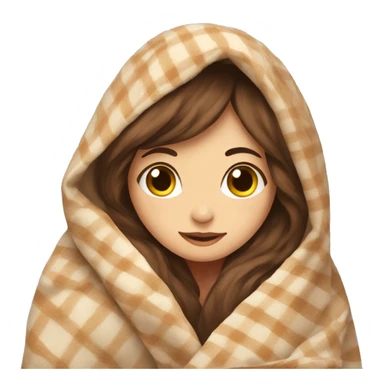 Girl with brown hair cozy in her blanket with tea sticker