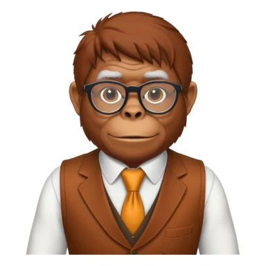 Orangutan secretary, old, glasses, vest sticker