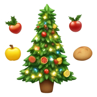 Christmas tree with healthy food on it and lights sticker