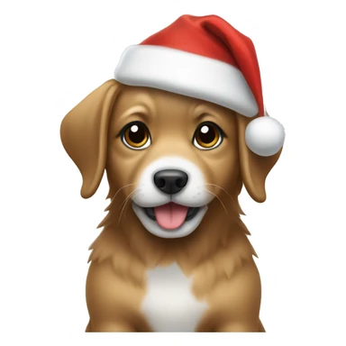 Christmas puppy with santa hat sticker