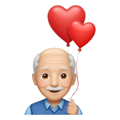 Grandpa floating with heart balloon sticker