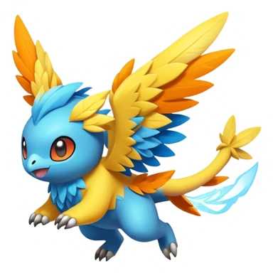 Elemental Flying-type-Electric-type colorful exotic cute chibi anime-style Pokémon-Fakémon-creature sticker
