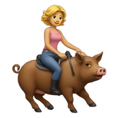Femme sur un cochon sticker