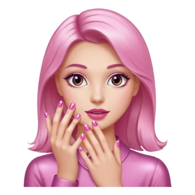 Pink manicure shimmer nails woman sticker