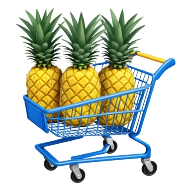 pineapples in a blue Shopping cart  sticker