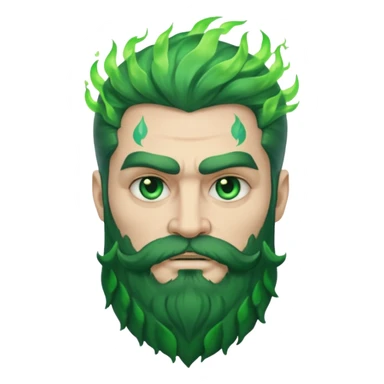 hades greek god with green flames and beard sticker