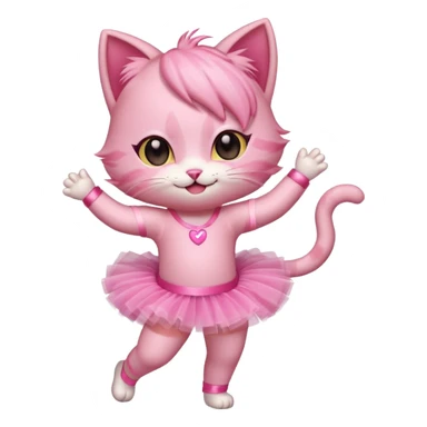 chibi anime pink cat dancing sticker