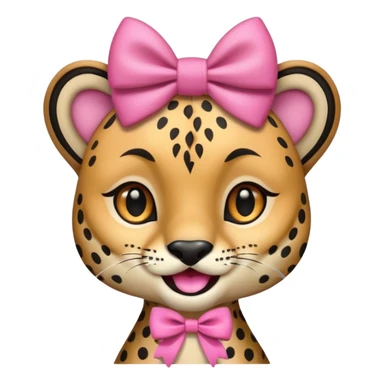 a cheetah with a pink bow sticker