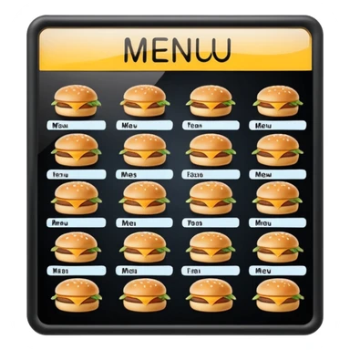 digital menu board with menu of restaurant items not emoticons sticker