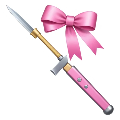 a knife with a pink ribbon bow sticker