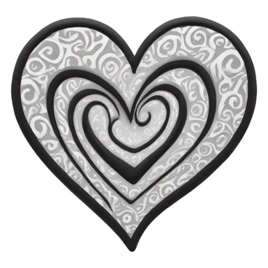 Black and white heart swirled  sticker