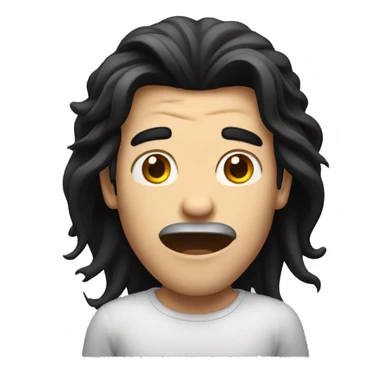 white men with long black hair, surprised sticker