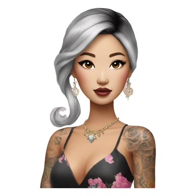 glamorous asian barbie with tattoo sticker