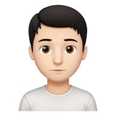 make a white boy with black hair and brown highlights with dark brown eyes with a plain white shirt and black plain pants with a nose piercing  sticker