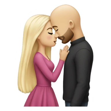 bald man with beard kiss blondie girl  sticker