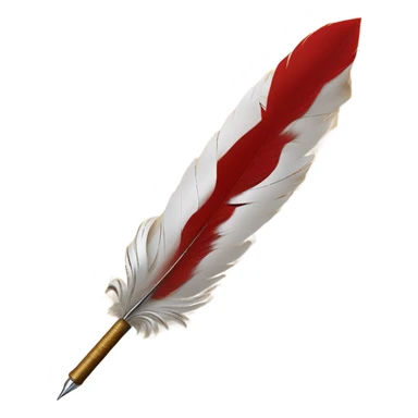 red Quill pen writing on parchment scroll sticker