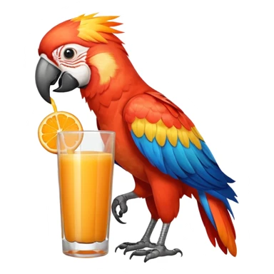 Macaw drinking orange juice sticker